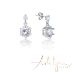 Ashlynn Avenue – Symphony Rosalyn 18K White-Gold Plated 1.2 Ctw Duo Stone Earrings