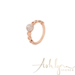 Ashlynn Avenue - Emrys 18K Rose-Gold Plated Link Ring with Large Center Stone 0.32 Ctw - Size 6