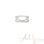 Ashlynn Avenue - Aurora 18K White Gold-Plated Echo Ring with Pavé Gemstones 0.52 Ctw - Size 6