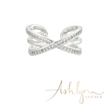 Ashlynn Avenue - Aurora 18K White Gold-Plated Echo Ring with Pavé Gemstones 0.44 Ctw - Size 7