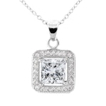 Cate & Chloe - Ivy 'Faithful' 18k White Gold Plated Princess Cut Cz Crystal Pendant Necklace